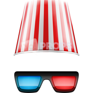 Popcorn Bucket Hat and 3D Glasses