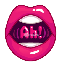 "Ah" Pink Lips Sticker