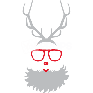Santa Beard with Glasses and Antlers