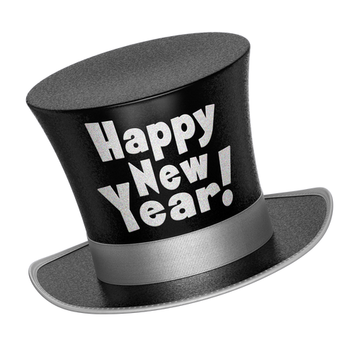 Happy New Year Black Top hat