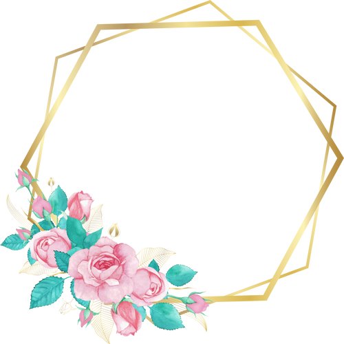 Floral Golden Hexagon Frame 1