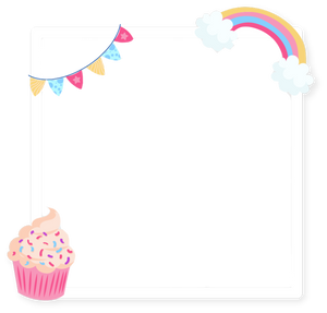 Cupcake & Rainbow Birthday Collage Overlay