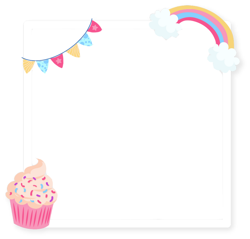 Cupcake & Rainbow Birthday Collage Overlay
