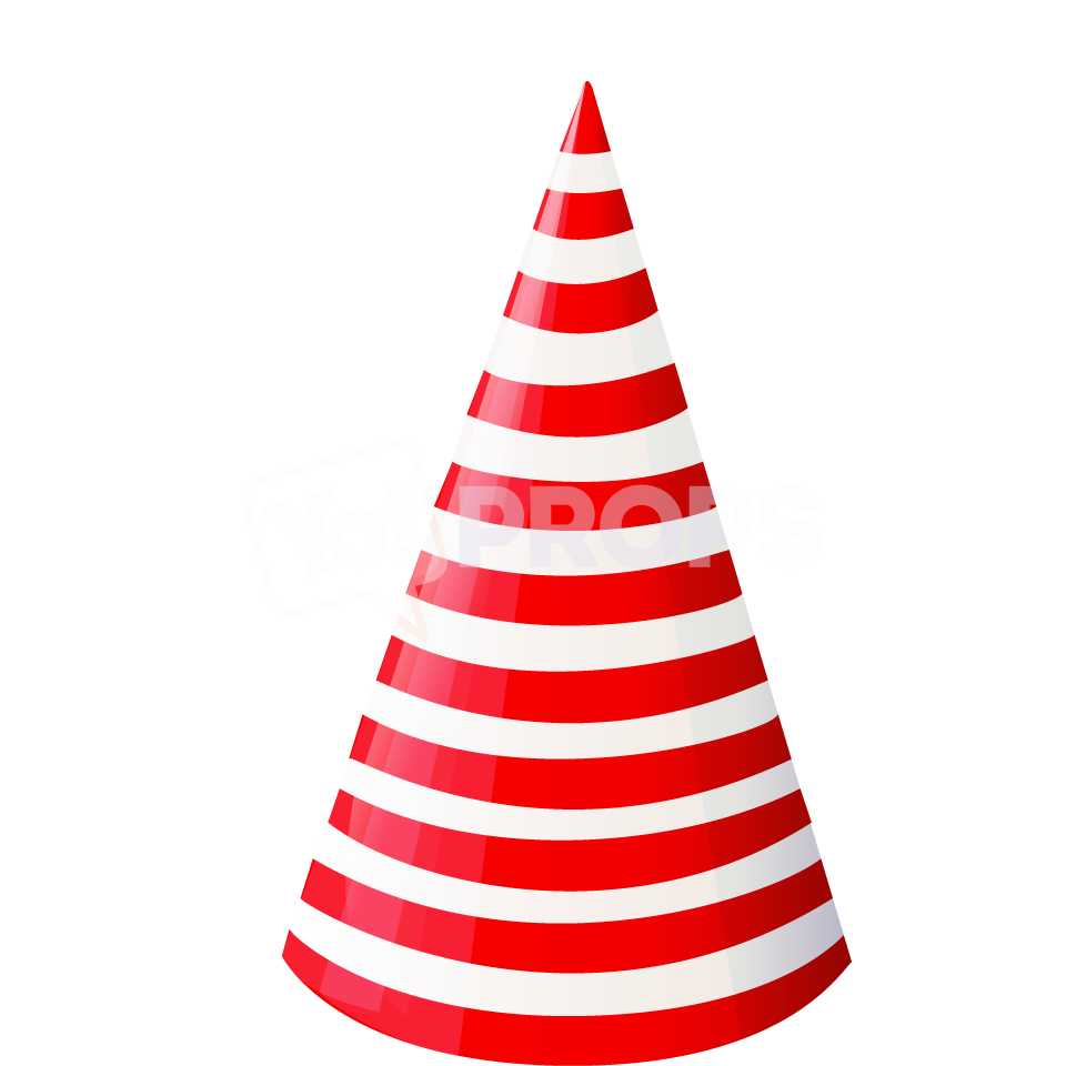 Red and White Striped Cone Hat