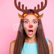 Load image into Gallery viewer, Reindeer Headband with Nose 2