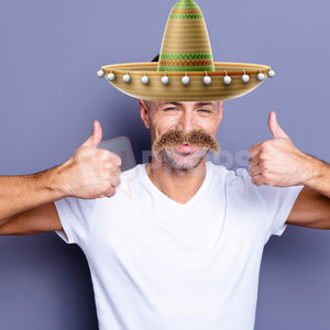 Sombrero Hat and Curly Mustache