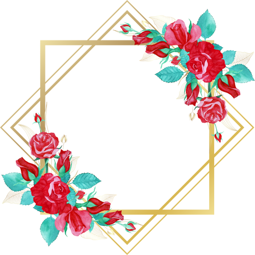 Floral Golden Diamond & Square Frame