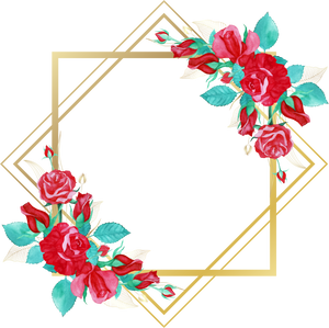 Floral Golden Diamond & Square Frame